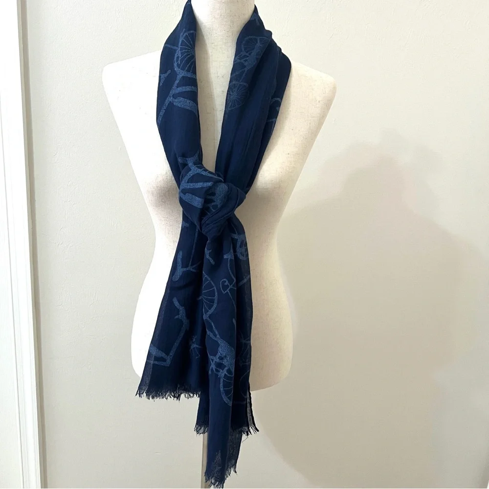 Blue Summer Scarf Shawl Lightweight Bicycle Design